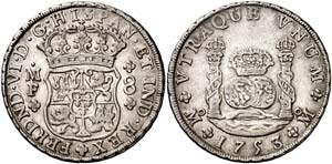 1753. Fernando VI. México. MF. 8 reales. ... 