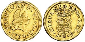 1754. Fernando VI. Madrid. JB. 1/2 escudo. ... 