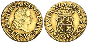 1759. Fernando VI. Sevilla. JV. 1/2 escudo. ... 