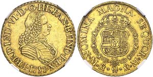 1759. Fernando VI. México. MM. 8 escudos. ... 