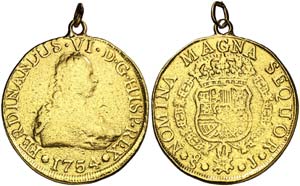 1754. Fernando VI. Santiago. J. 8 escudos. ... 