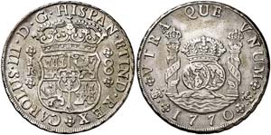 1770. Carlos III. Potosí. JR. 8 reales. ... 