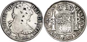 1788. Carlos III. Santiago. DA. 8 reales. ... 