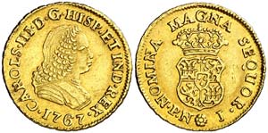 1767. Carlos III. Popayán. J. 1 escudo. ... 
