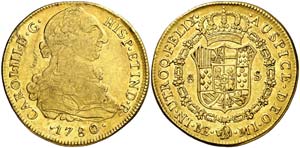 1780. Carlos III. Lima. MI. 8 escudos. (Cal. ... 