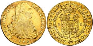 1792. Carlos IV. Lima. IJ. 8 escudos. (Cal. ... 