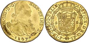 1807. Carlos IV. Popayán. JF. 8 escudos. ... 