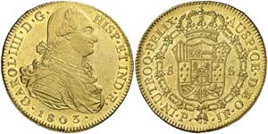 1803. Carlos IV. Popayán. JF. 8 escudos. ... 
