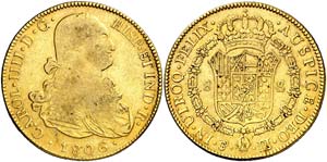 1806. Carlos IV. Potosí. PJ. 8 escudos. ... 