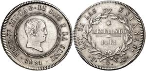 1821. Fernando VII. Bilbao. UG. 10 reales. ... 