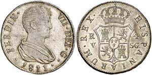1811. Fernando VII. Valencia. SG. 4 reales. ... 