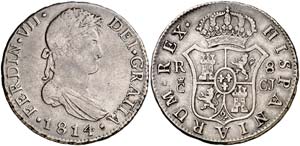 1814. Fernando VII. Cádiz. CJ. 8 reales. ... 