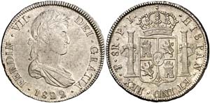 1822. Fernando VII. Potosí. PJ. 8 reales. ... 