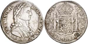 1810. Fernando VII. Santiago. FJ. 8 reales. ... 