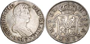 1817. Fernando VII. Sevilla. CJ. 8 reales. ... 