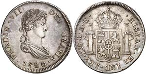 1820. Fernando VII. Zacatecas. AG. 8 reales. ... 