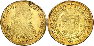 1809. Fernando VII. Popayán. JF. 8 escudos. ... 