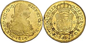 1814. Fernando VII. Popayán. JF. 8 escudos. ... 