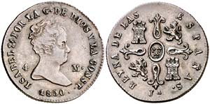 1850. Isabel II. Jubia. 4 maravedís. (Cal. ... 