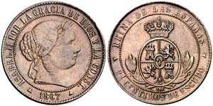 1867. Isabel II. Segovia. 2 1/2 céntimos de ... 