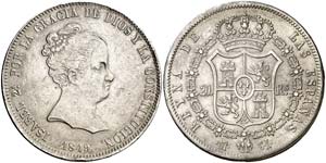 1849. Isabel II. Madrid. CL. 20 reales. ... 