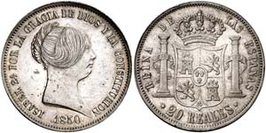 1850. Isabel II. Madrid. 20 reales. (Cal. ... 