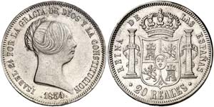 1854. Isabel II. Madrid. 20 reales. (Cal. ... 