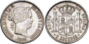 1868*1868. Isabel II. Madrid. 2 escudos. ... 