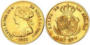 1863.  Isabel II. Madrid. 40 reales. (Cal. ... 