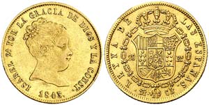 1843. Isabel II. Madrid. CL. 80 reales. ... 