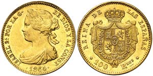 1864. Isabel II. Madrid. 100 reales. (Cal. ... 