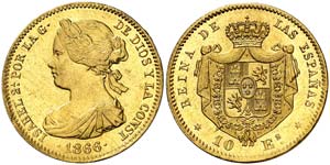 1866. Isabel II. Madrid. 10 escudos. (Cal. ... 