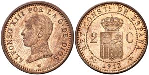 1912*12. Alfonso XIII. PCV. 2 céntimos. ... 