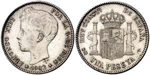 1902*1902. Alfonso XIII. SMV. 1 peseta. ... 