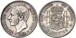 1881*1881. Alfonso XII. MSM. 2 pesetas. ... 