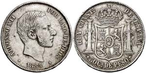 1884. Alfonso XII. Manila. 50 centavos. ... 