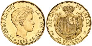 1896*1961. Estado Español. PGV. 20 pesetas. ... 