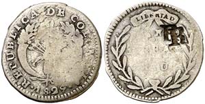 1829. Colombia. Popayán. RU. 1 real. (Kr. ... 