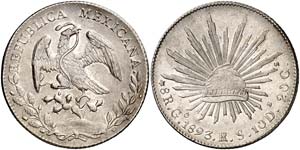 1893. México. Guanajuato. RS. 8 reales. ... 