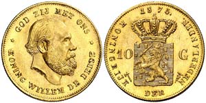 1875. Países Bajos. Guillermo II. 10 ... 