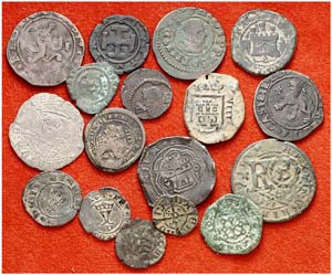 Lote de 17 monedas de cobre de la época de ... 