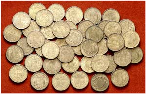 1944. 1 peseta. Lote de 46 monedas. A ... 