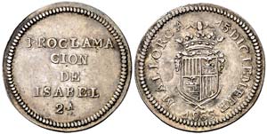 1833. Isabel II. Mallorca. Medalla de ... 