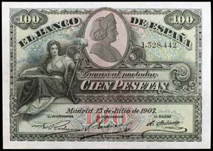 1907. 100 pesetas. (Ed. B104) (Ed. 320). 15 ... 