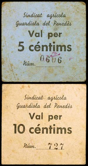 Guardiola del Penedès. 5 y 10 céntimos. ... 