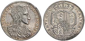 1689. Carlos II. Nápoles. AG/A. 1/2 ducado. ... 