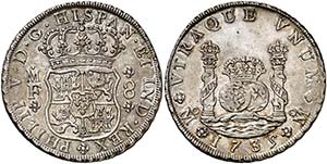 1735. Felipe V. México. MF. 8 reales. (AC. ... 