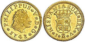 1743. Felipe V. Madrid. JA. 1/2 escudo. (AC. ... 