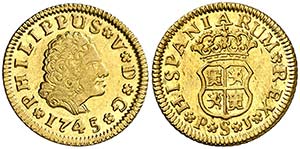 1745. Felipe V. Sevilla. PJ. 1/2 escudo. ... 