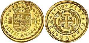 1708. Felipe V. Segovia. YP coronadas. 4 ... 